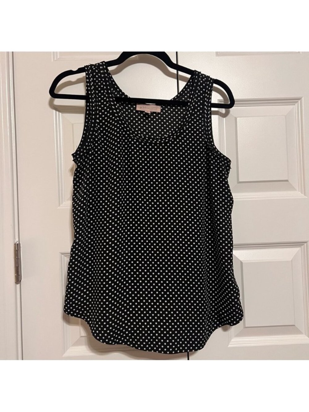 Philosophy Black and White Polka Dot Tank Top